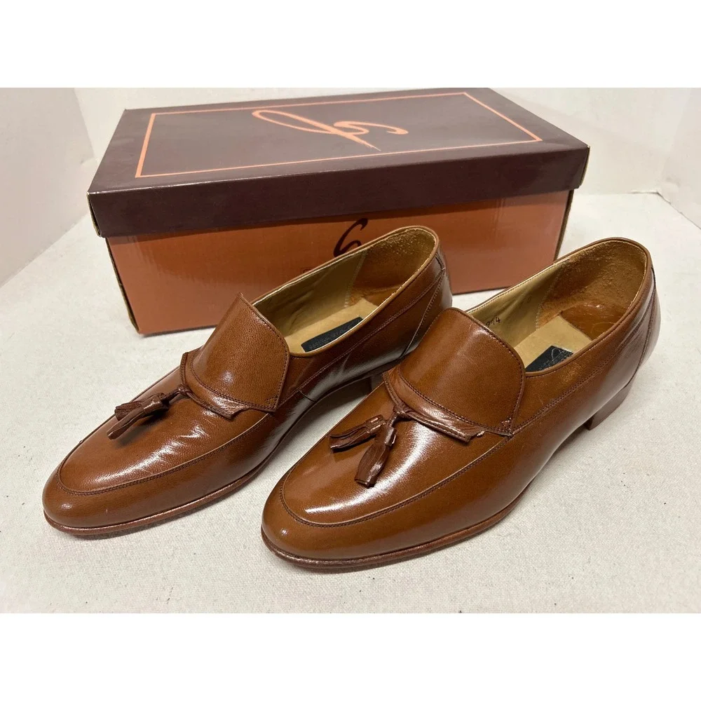Giorgio Brutini Men's Brown Leather Tassel Loafer Dress Shoes 7D Box Pr‎ e-owned